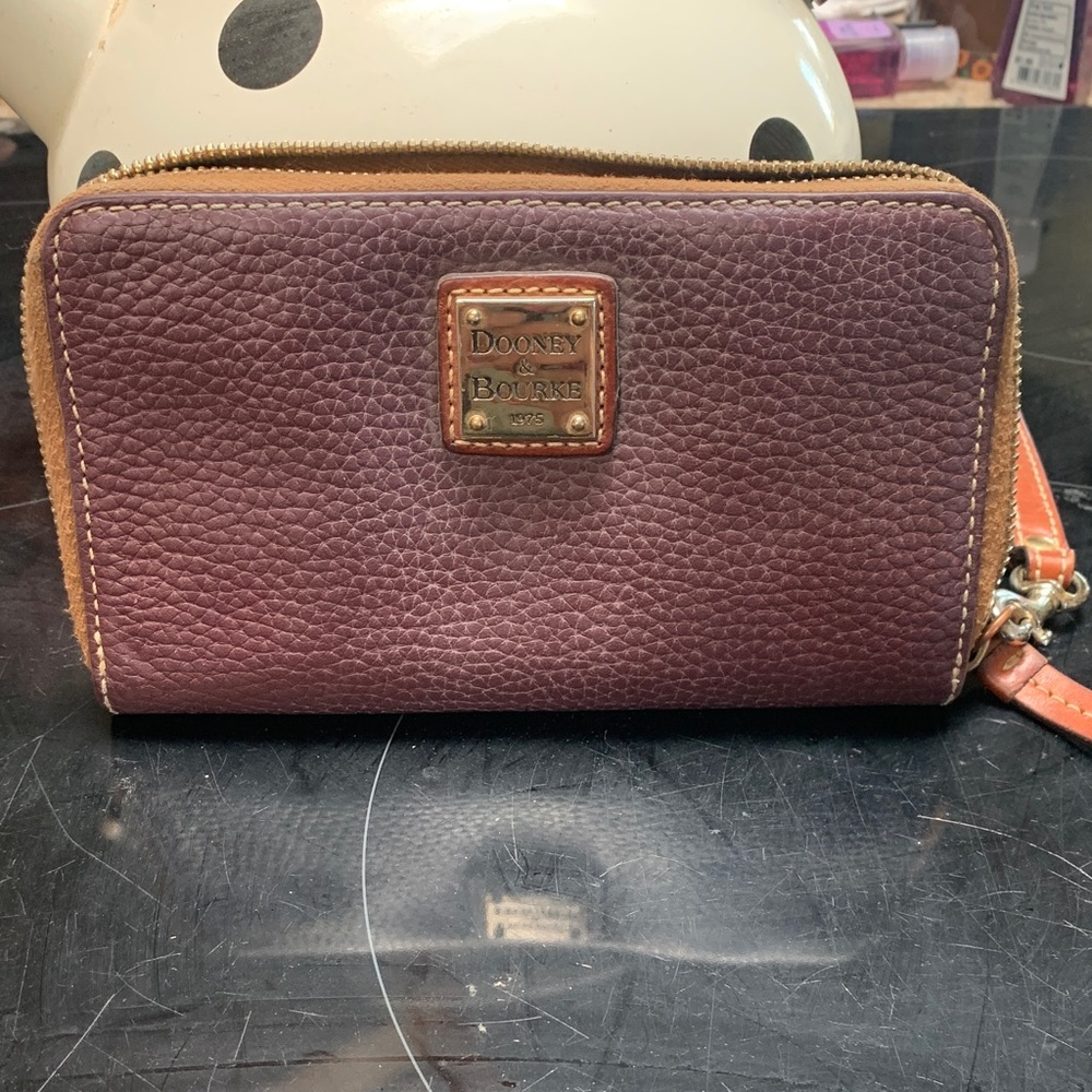 Dooney & Bourke Plum Leather Zip Wallet